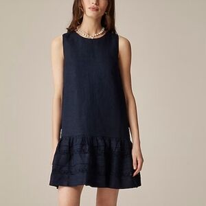 NWT | J. Crew Navy Maxine Ruffle Hem Dress | Size XXS | Navy Blue